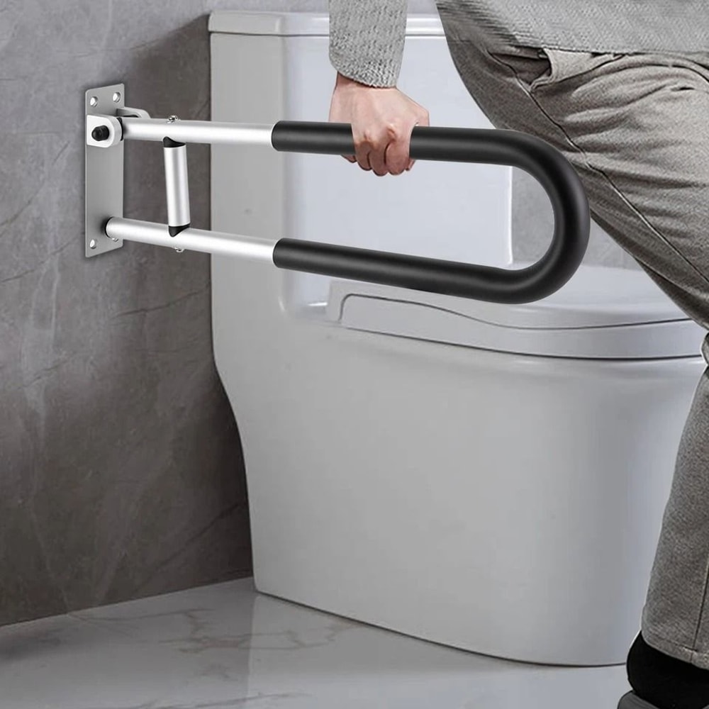 Folding Toilet Grab Bar Bathroom Safety Rail For Seniors And Handicap Support 3