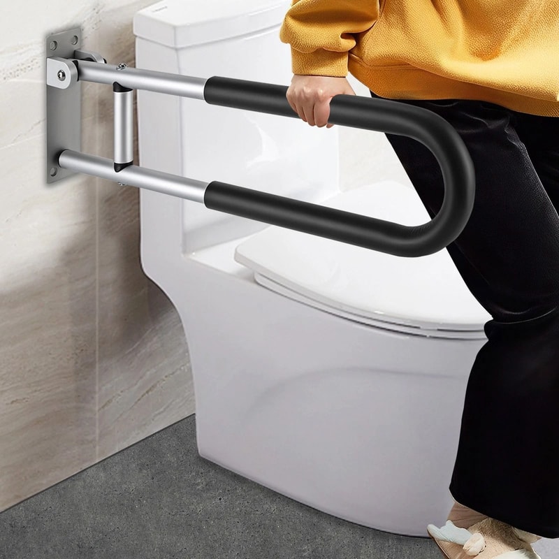 Folding Toilet Grab Bar Bathroom Safety Rail For Seniors And Handicap Support 5