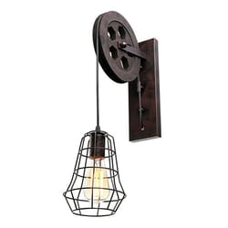 rustic pulley wall lamp vintage farmhouse wall sconce for hallway decor