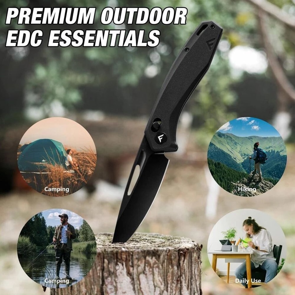 Tactical Axis Lock EDC Folding Pocket Knife Steel Blade With G10 Handle Pocket Clip 3