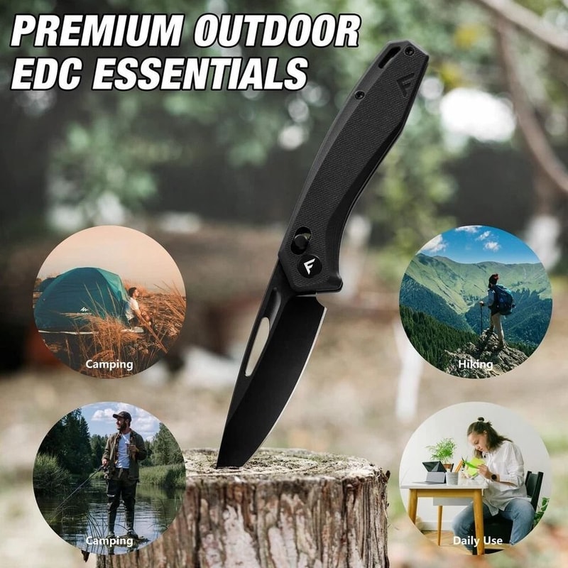Tactical Axis Lock EDC Folding Pocket Knife Steel Blade With G10 Handle Pocket Clip 3