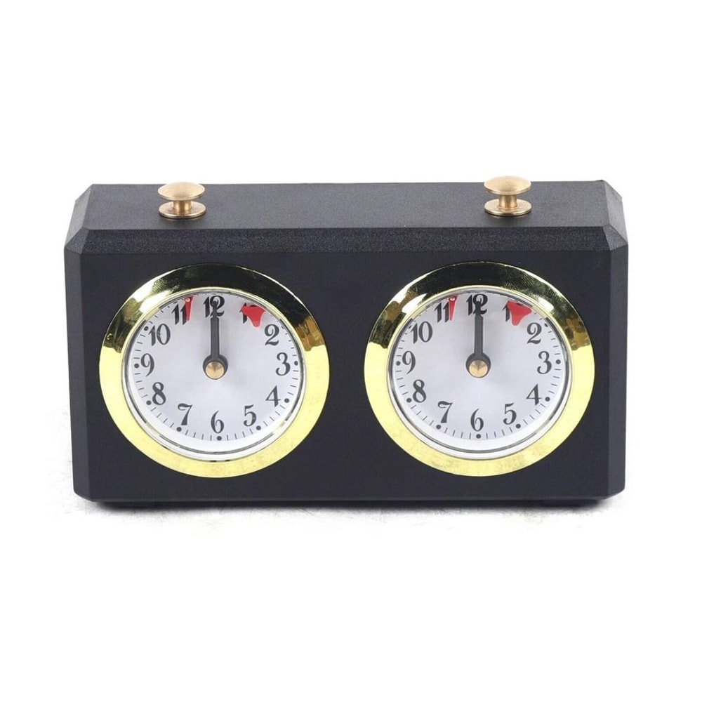 Wooden Mechanical Chess Clock Timer With Alarm For Home Practice And Board Games 6