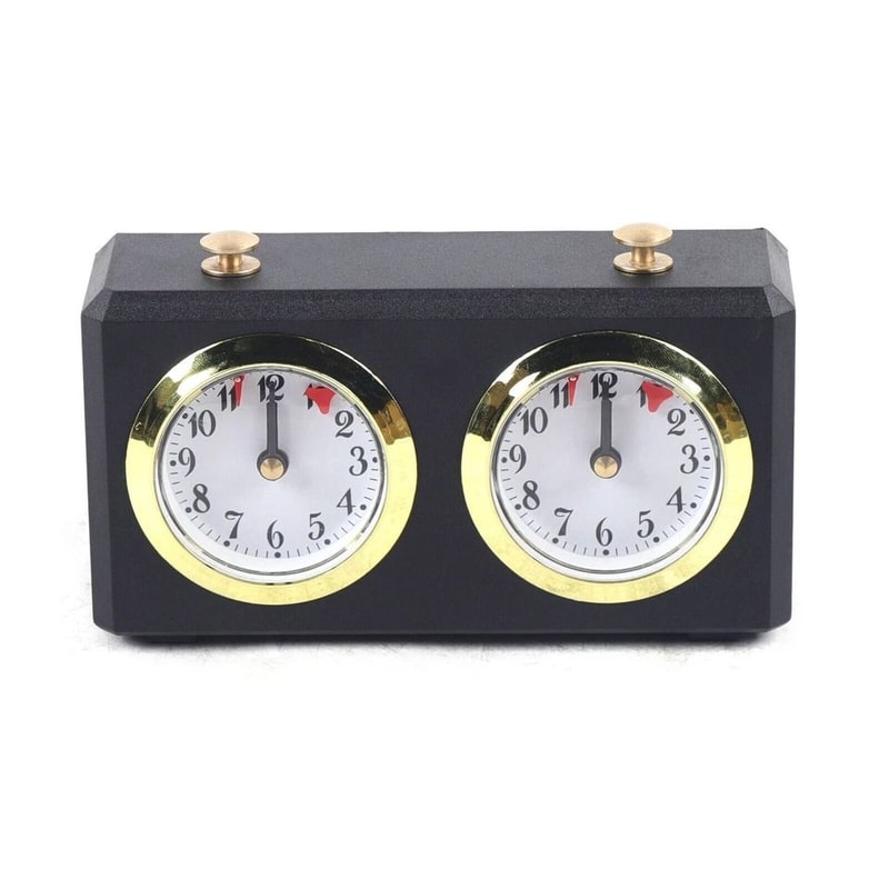 Wooden Mechanical Chess Clock Timer With Alarm For Home Practice And Board Games 6