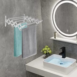 stainless steel wall mounted clothes drying rack retractable laundry airer