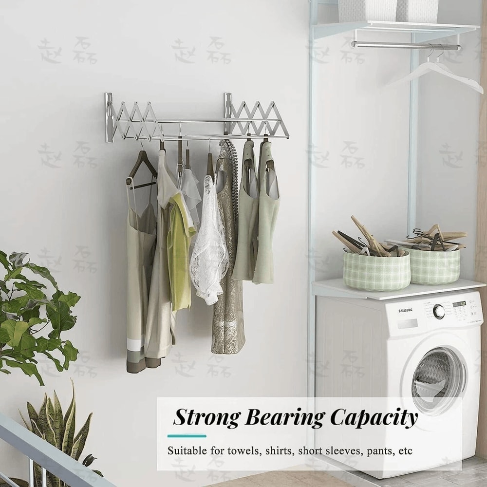 Stainless Steel Wall Mounted Clothes Drying Rack Retractable Laundry Airer 9