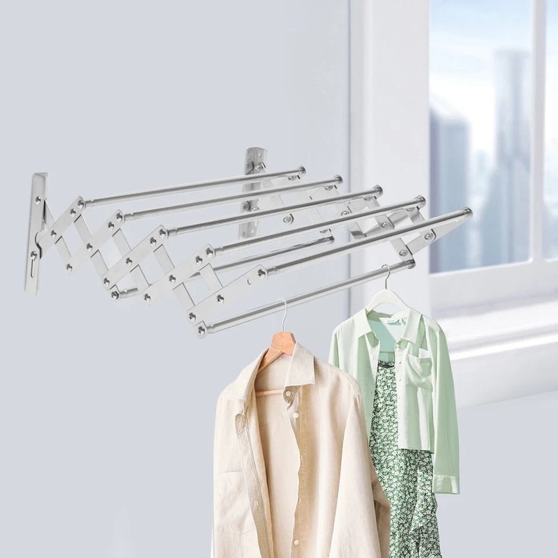 Stainless Steel Wall Mounted Clothes Drying Rack Retractable Laundry Airer 2