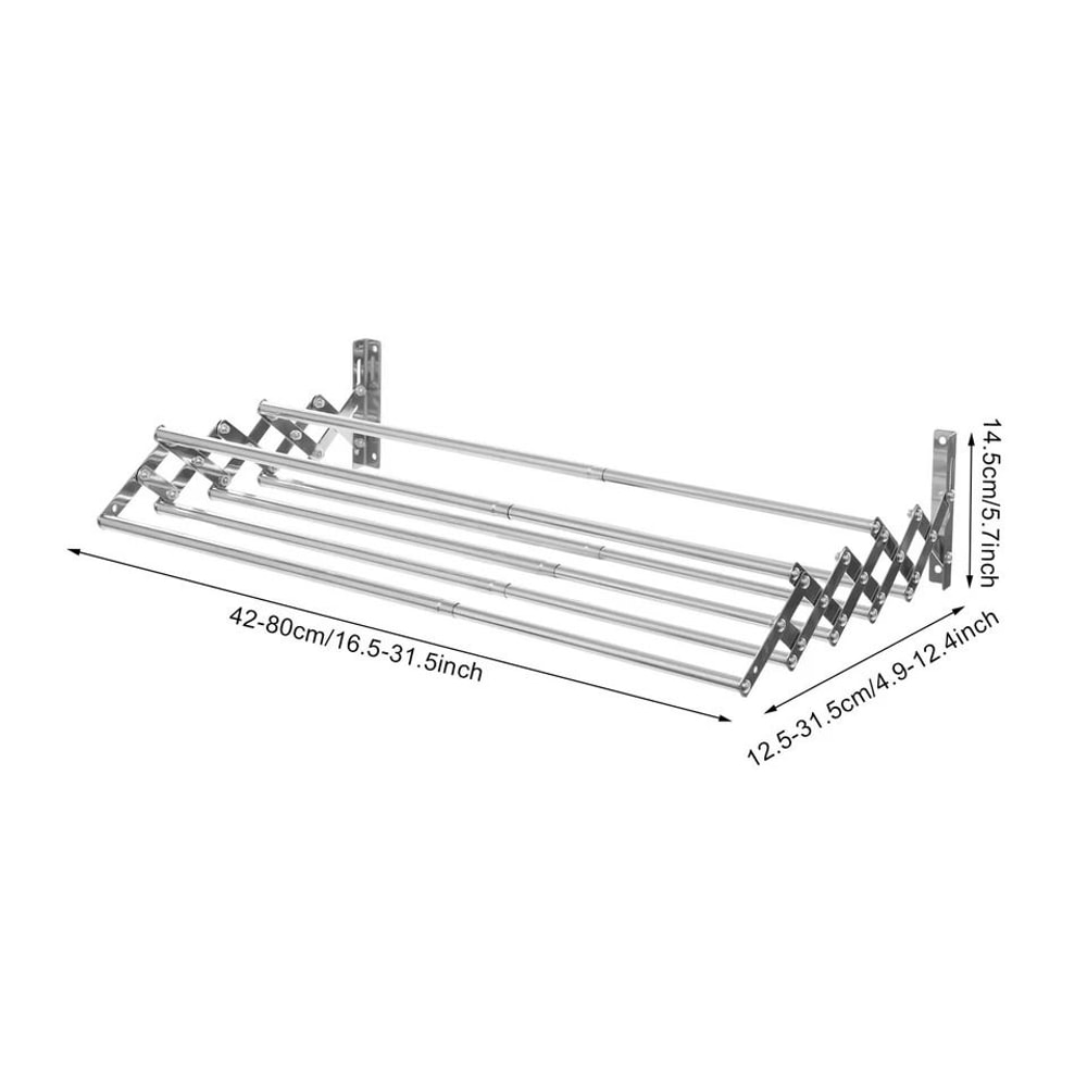 Stainless Steel Wall Mounted Clothes Drying Rack Retractable Laundry Airer 4
