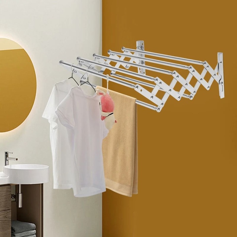 Stainless Steel Wall Mounted Clothes Drying Rack Retractable Laundry Airer 8
