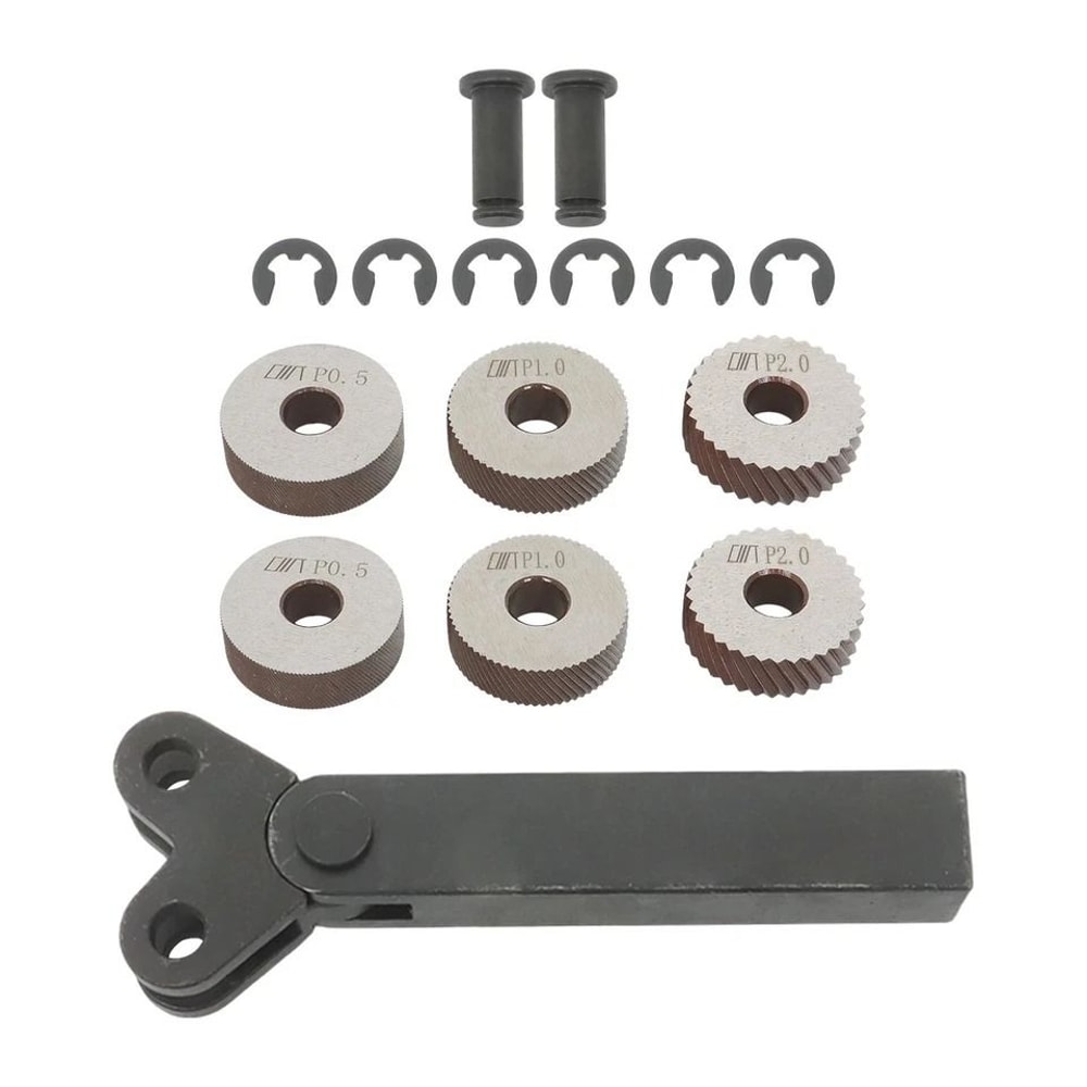 Lathe Knurling Tool Set Double Wheel Diagonal Pitch 1