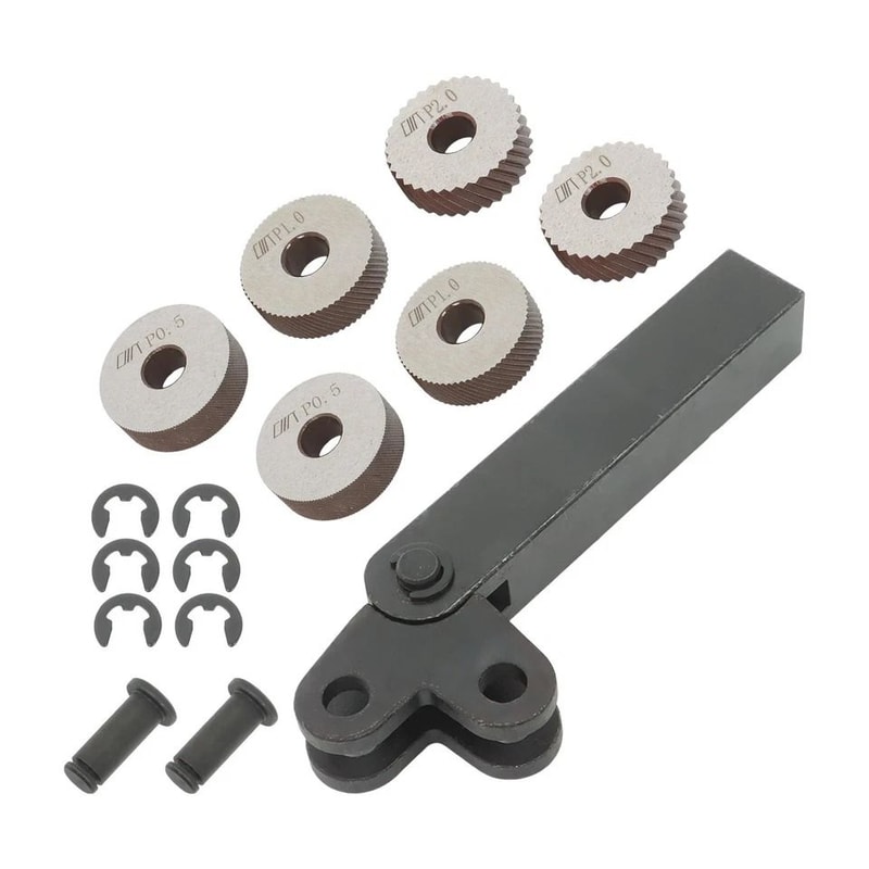 Lathe Knurling Tool Set Double Wheel Diagonal Pitch 2