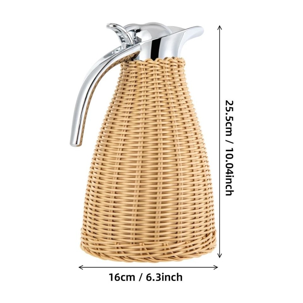 Rattan Thermal Jug Vacuum Insulated Hot And Cold Beverage Carafe 5