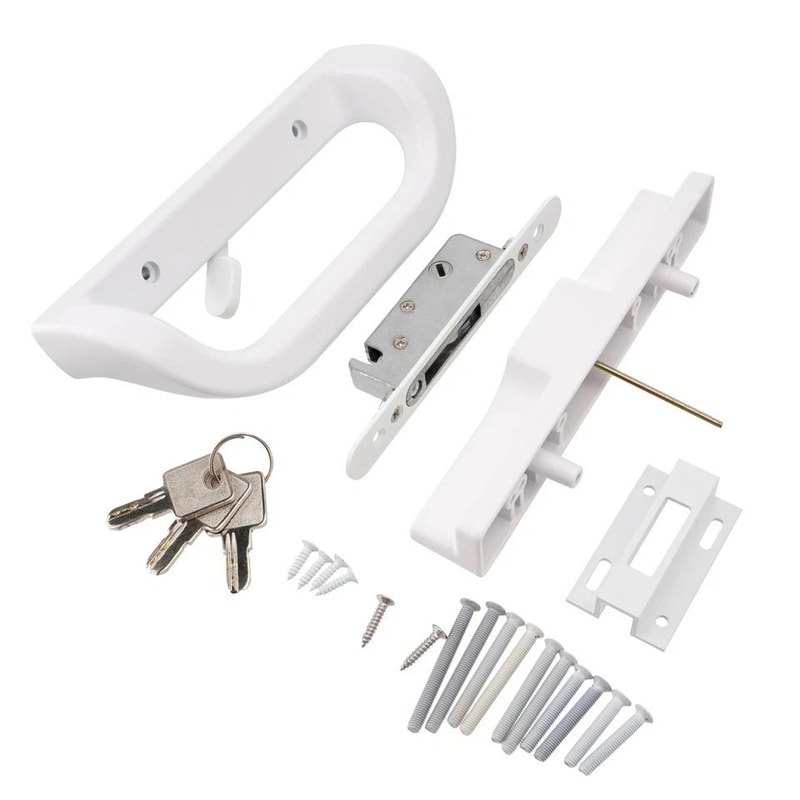 Keyed Sliding Patio Door Handle Set With Mortise Lock Cylinder And Keeper 0