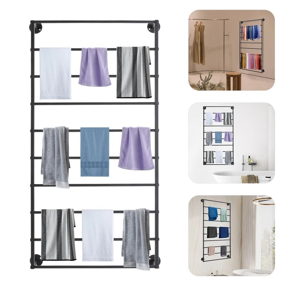 Tier Wall Mounted Towel Rack Iron Scarf Organizer For Bathroom And Home Storage 1
