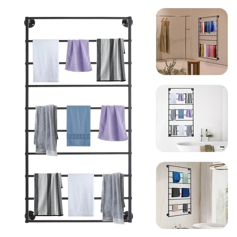Tier Wall Mounted Towel Rack Iron Scarf Organizer For Bathroom And Home Storage 1