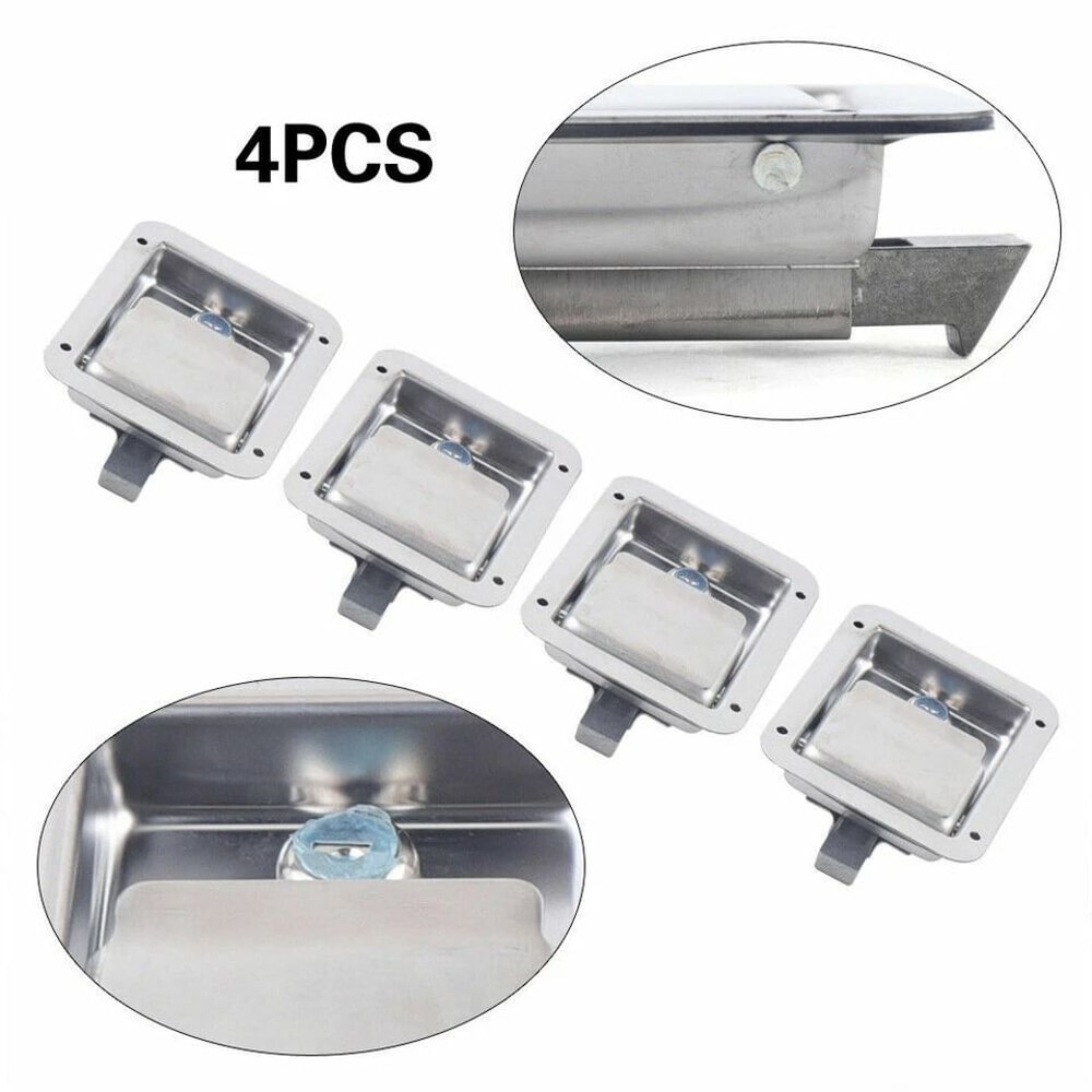 Heavy Duty Stainless Steel Trailer Paddle Door Latch Lock Set RV Tool Box Lock With Keys 3