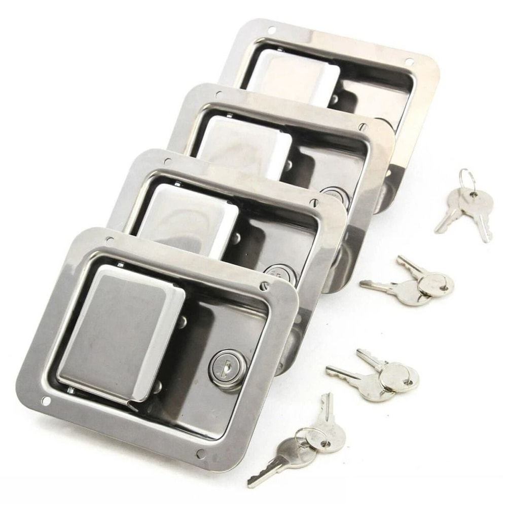 Heavy Duty Stainless Steel Trailer Paddle Door Latch Lock Set RV Tool Box Lock With Keys 0