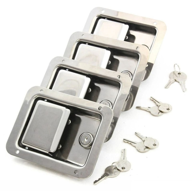 Heavy Duty Stainless Steel Trailer Paddle Door Latch Lock Set RV Tool Box Lock With Keys 0