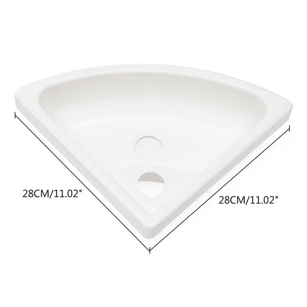 Space Saving RV Caravan Corner Sink Wall Mounted White ABS Acrylic Basin 5