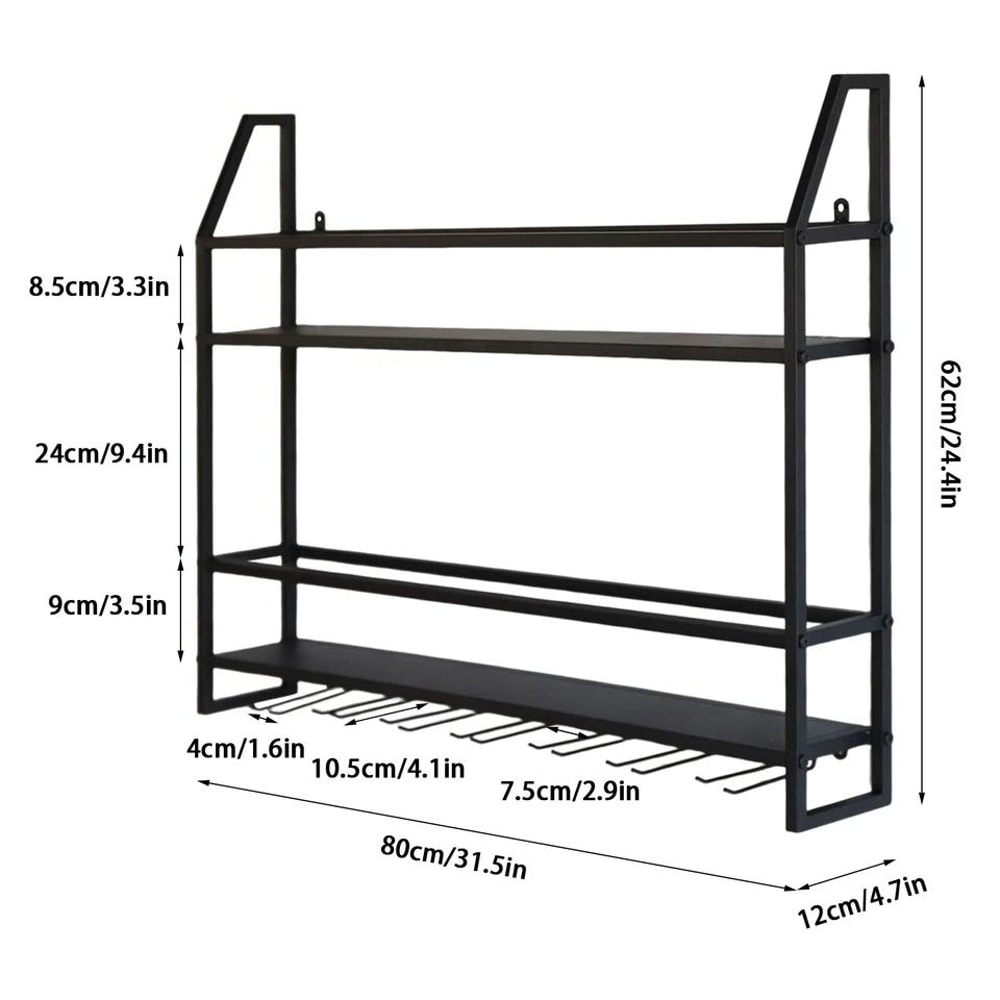 Premium Wall Mounted Wine Rack Wine Glass Storage Rack With Bottle Holder 2