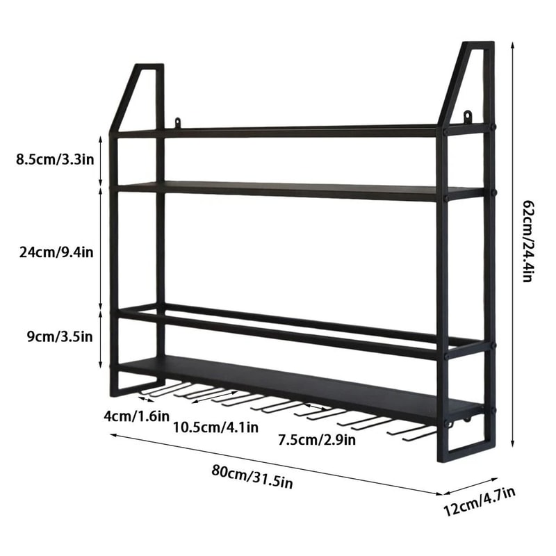 Premium Wall Mounted Wine Rack Wine Glass Storage Rack With Bottle Holder 2