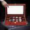 Slot Wooden Watch Box With Glass Top Display And Velvet Organizer 0