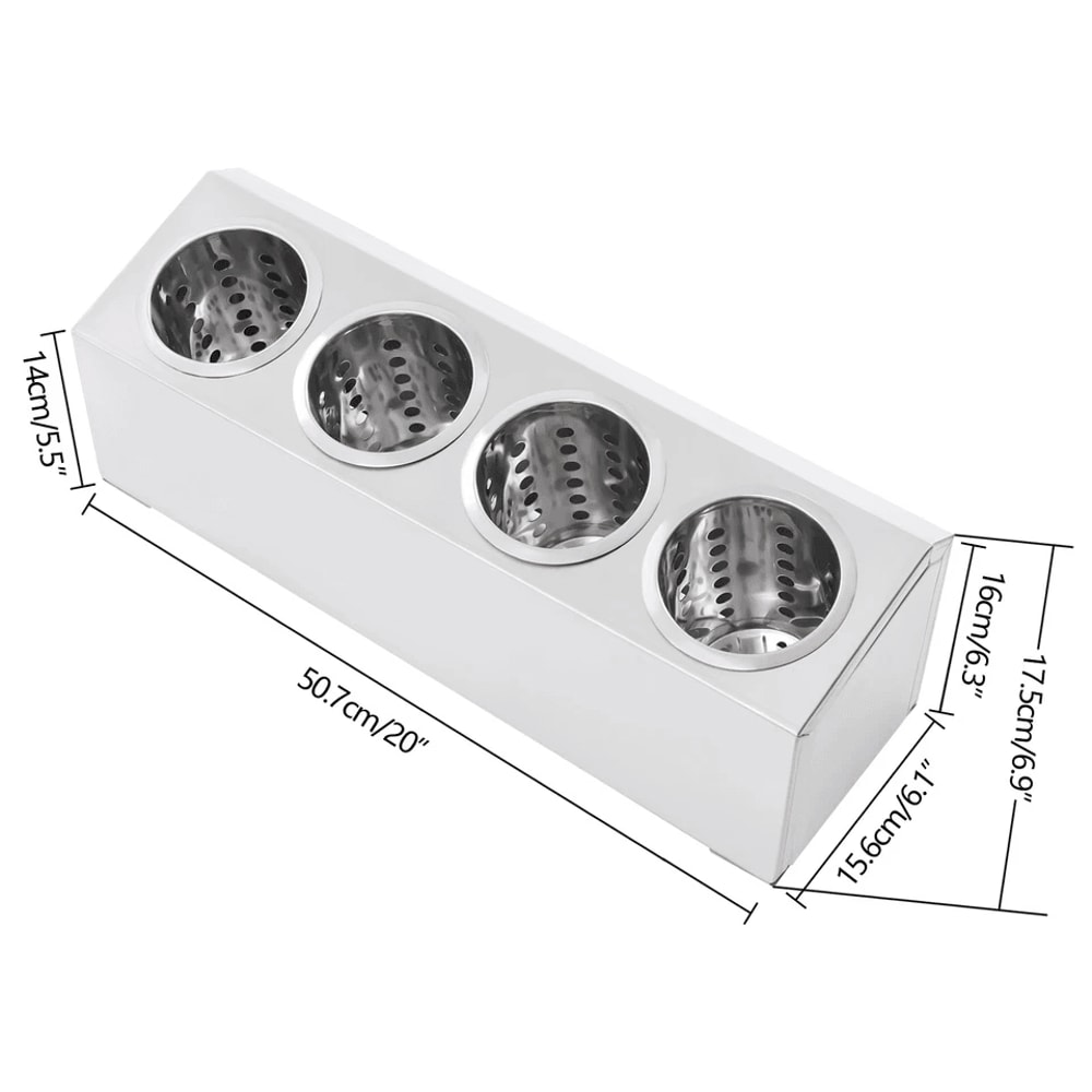 Stainless Steel 4 Compartment Flatware Organizer For Kitchen Counters And Buffets 1