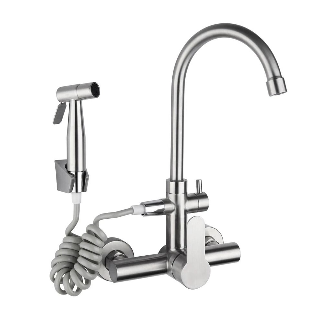 Premium Wall Mount Kitchen Faucet Stainless Steel Commercial Faucet 3