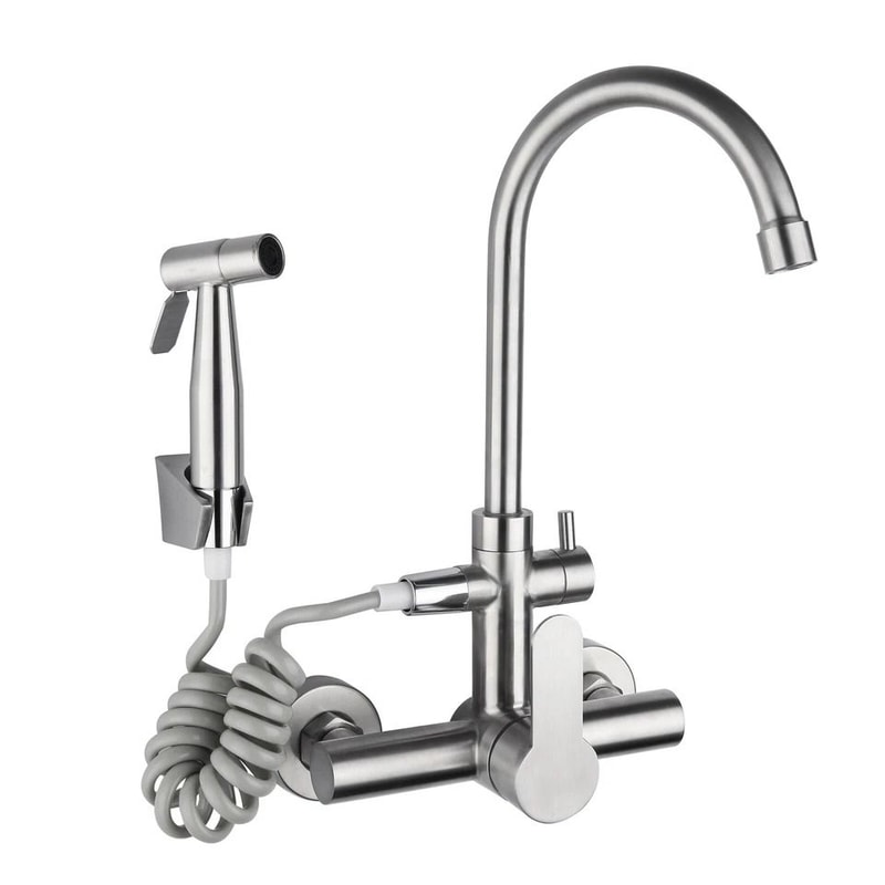 Premium Wall Mount Kitchen Faucet Stainless Steel Commercial Faucet 3