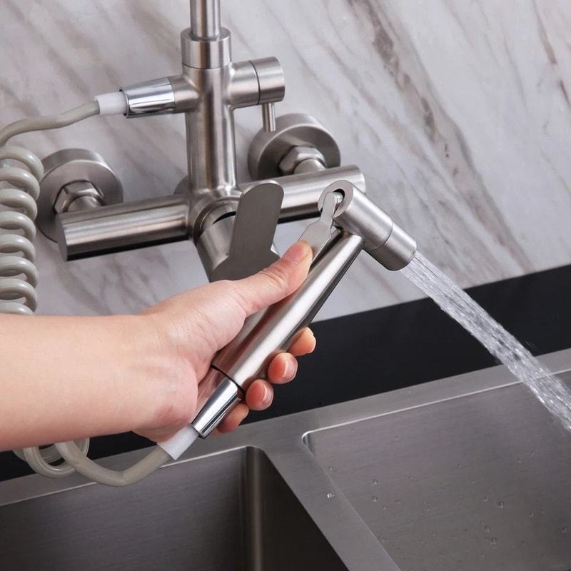 Premium Wall Mount Kitchen Faucet Stainless Steel Commercial Faucet 5