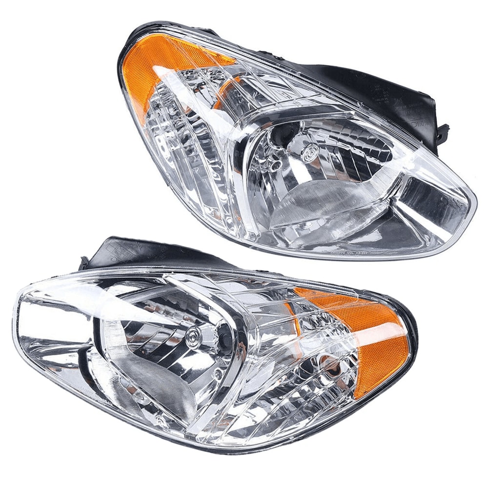 Premium Hyundai Accent Headlight Assembly Set Clear Lens Front Headlights 1