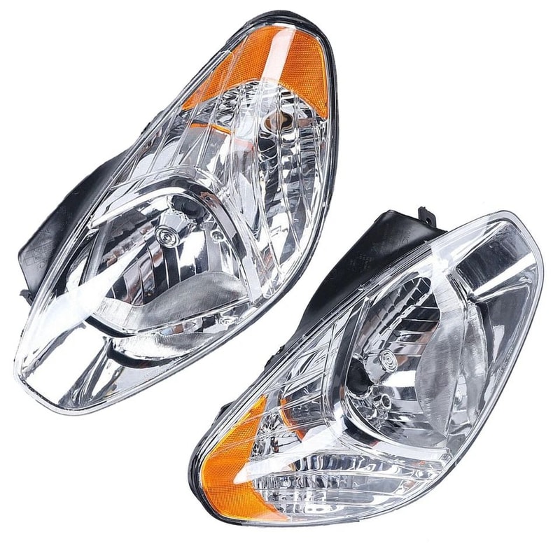 Premium Hyundai Accent Headlight Assembly Set Clear Lens Front Headlights 2