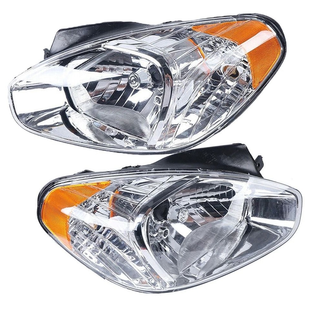 Premium Hyundai Accent Headlight Assembly Set Clear Lens Front Headlights 4