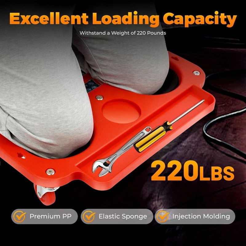 Rolling Knee Pads With Wheels Soft Padded Knee Creeper For Flooring Gardening And Auto Repair 4