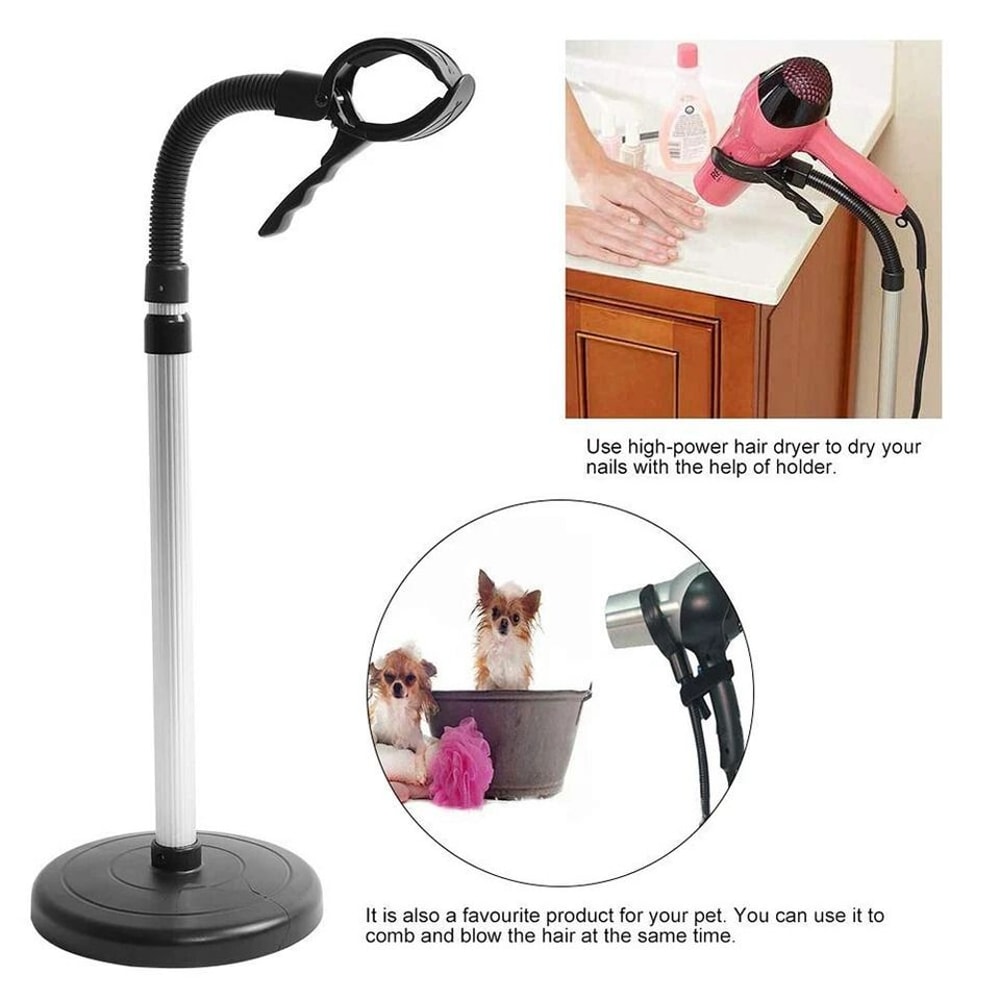Premium Hands Free Adjustable Hair Dryer Stand Holder With Rotating Mount 3