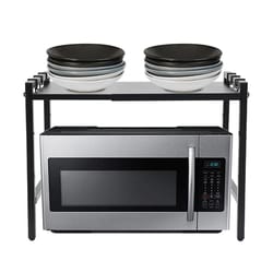 adjustable microwave stand with hooks, space saving kitchen countertop organizer