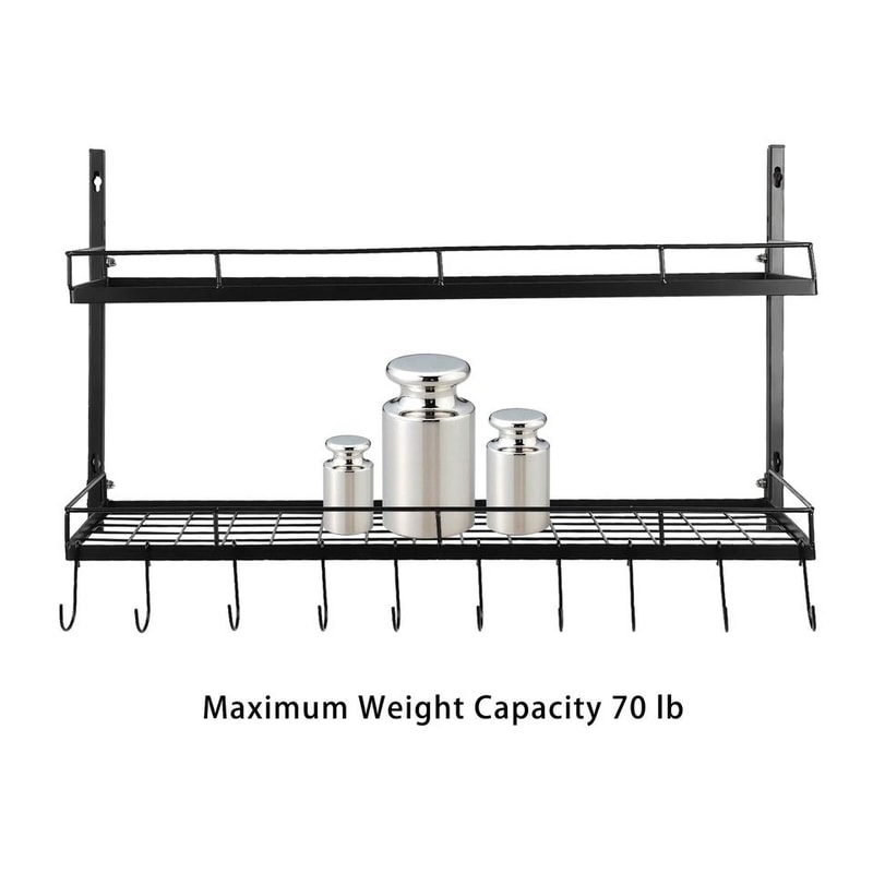 SpaceSaver Wall Mounted Pot Rack With Hooks For Pots Pans Kitchen Organization 3