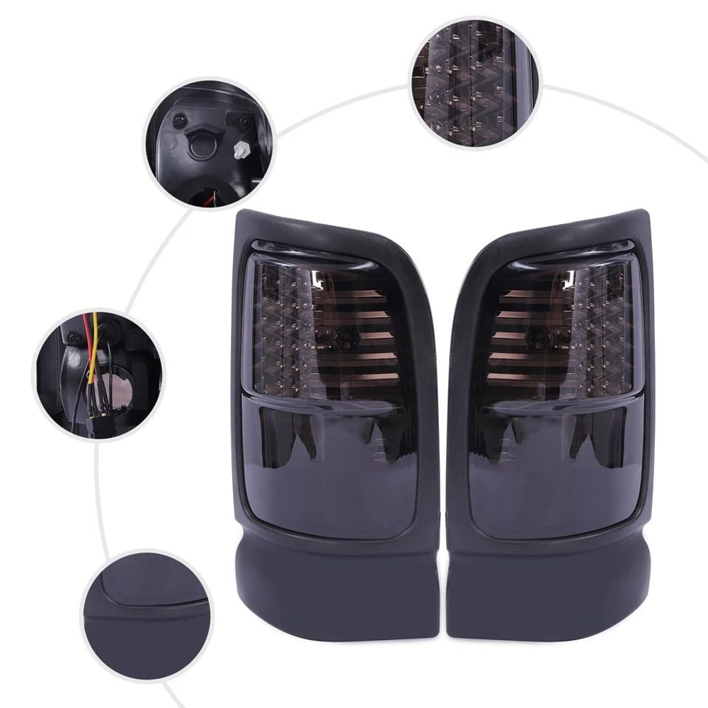 Premium Dodge Ram LED Tail Lights Smoked LED Black Tail Lights Pair 2