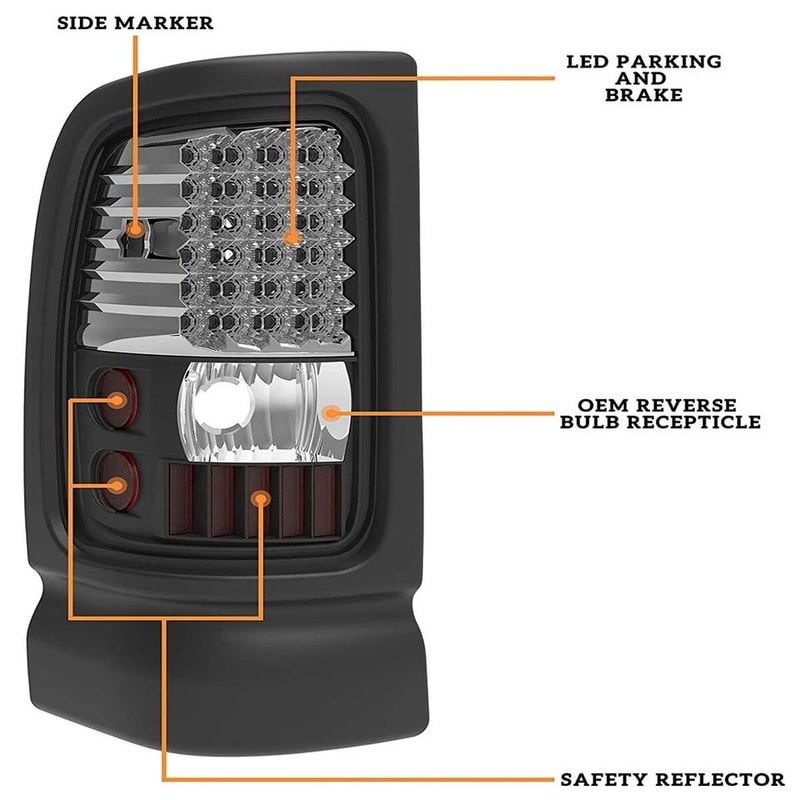 Premium Dodge Ram LED Tail Lights Smoked LED Black Tail Lights Pair 3