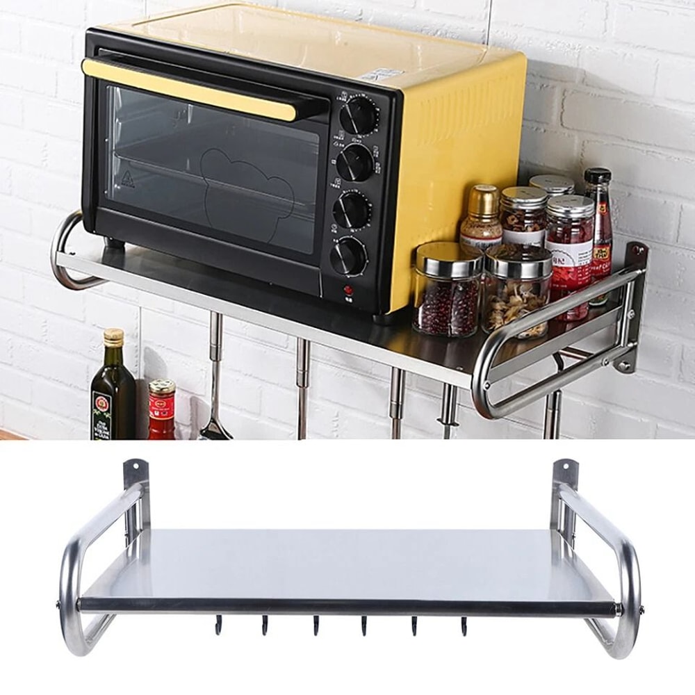 Stainless Steel Wall Mounted Kitchen Shelf Heavy Duty Microwave Oven Rack Counter Storage Organize 1