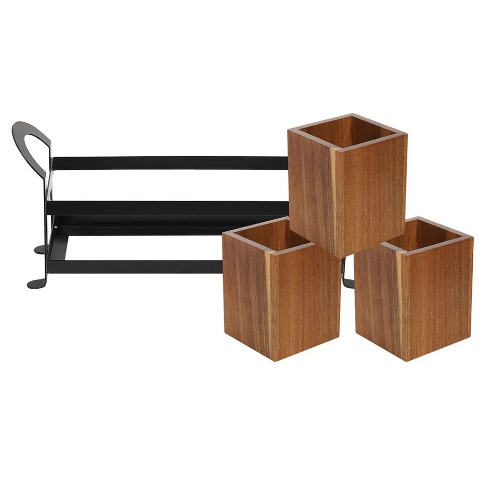 Rustic Wooden Utensil Holder Kitchen Organizer For Counters Premium Cutlery Tool Storage 5