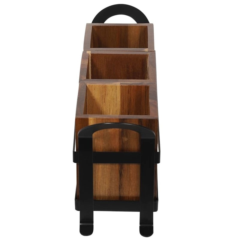 Rustic Wooden Utensil Holder Kitchen Organizer For Counters Premium Cutlery Tool Storage 6