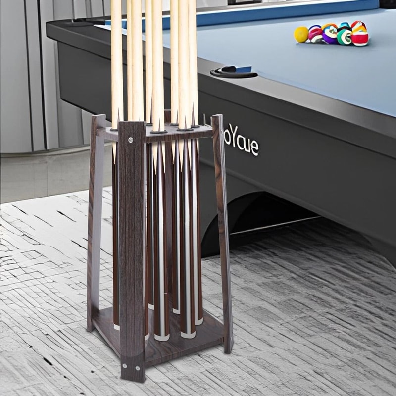 Premium Wood Pool Cue Rack Cue Stand & Billiards Storage Organizer