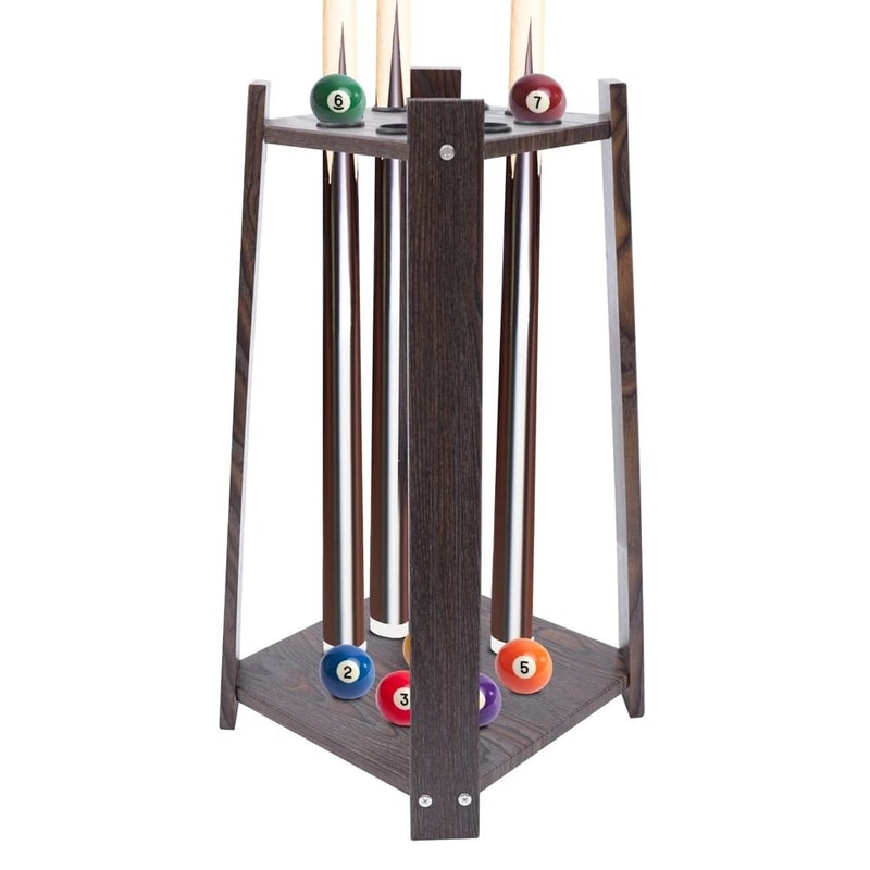 Premium Wood Pool Cue Rack Cue Stand & Billiards Storage Organizer