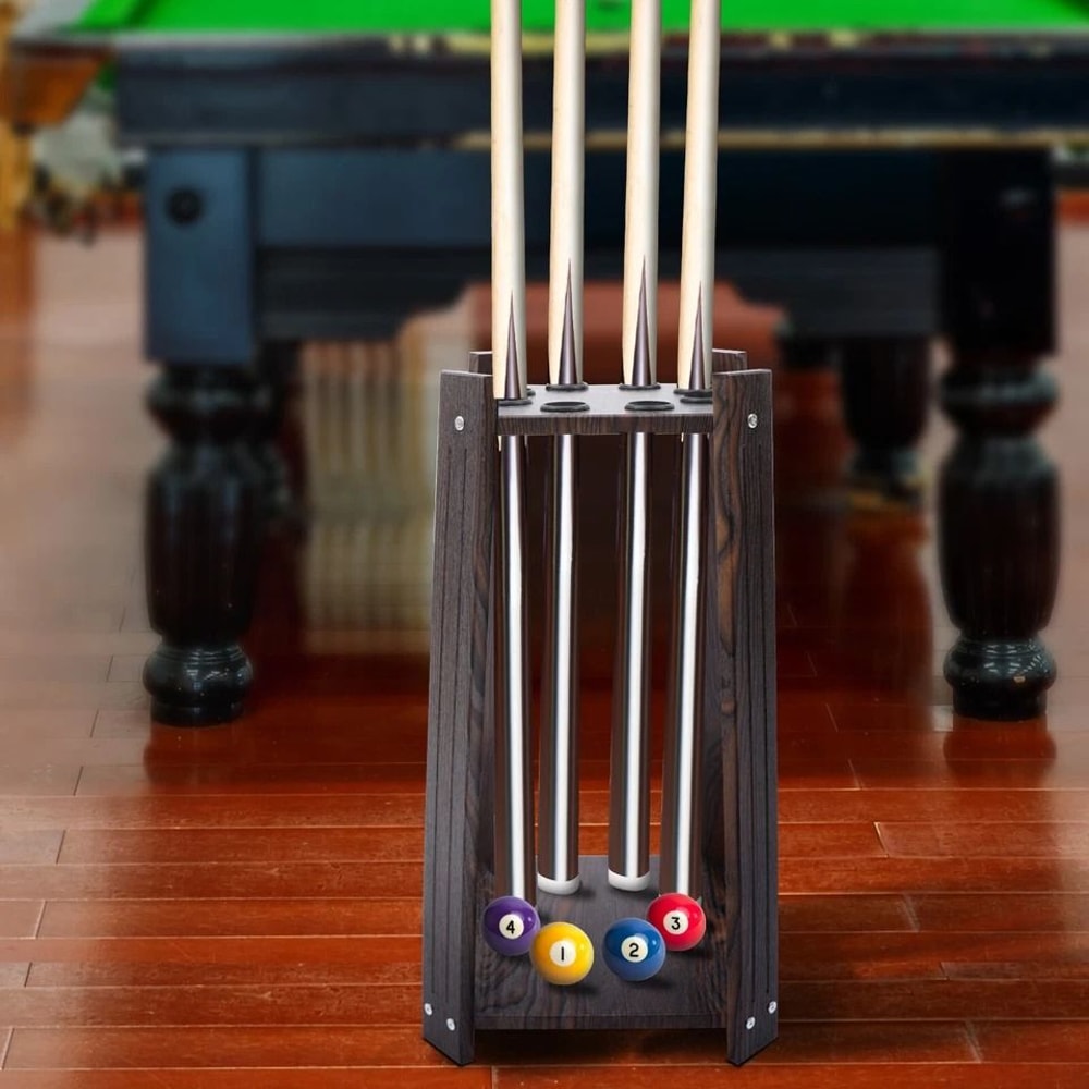 Premium Wood Pool Cue Rack Cue Stand & Billiards Storage Organizer