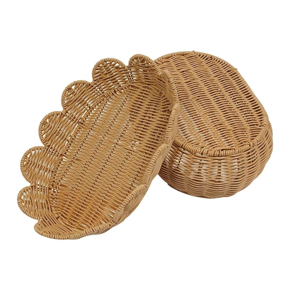 Premium Decorative Rattan Storage Baskets With Lids Stylish Home Organization Set 1