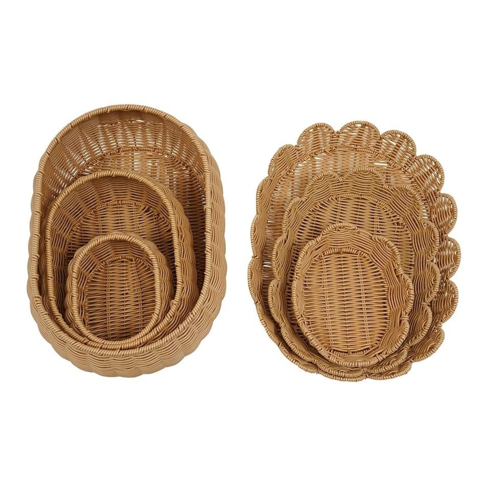 Premium Decorative Rattan Storage Baskets With Lids Stylish Home Organization Set 3