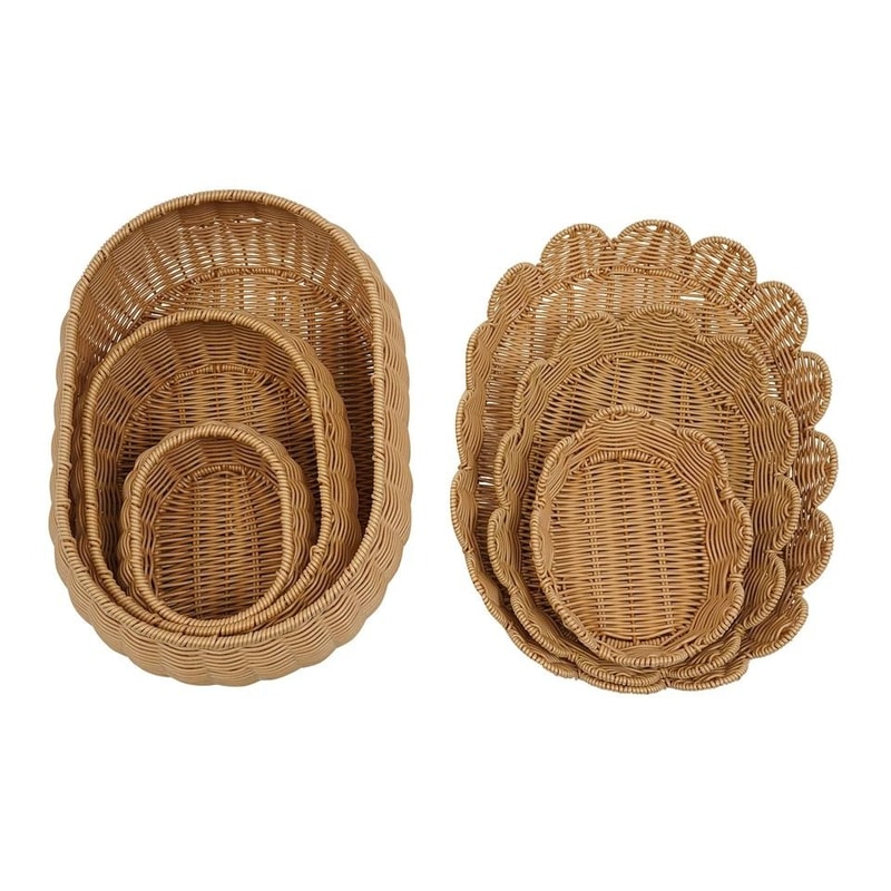 Premium Decorative Rattan Storage Baskets With Lids Stylish Home Organization Set 3