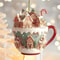 Acrylic Coffee Cup Ornament Christmas Tree Pendant Decoration 2D Art Keychain Snow House Pendant Fo 0