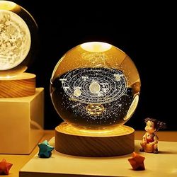 LED Night Light: Milky Way, Galaxy, and Solar System Encased in a Crystal Ball , A Creative Gift for a Magical Bedroom