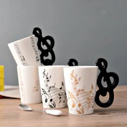 Ceramic Guitar Coffee Mug - Unique Music Note Design for Enjoying Tea, Milk, Juice, or Lemon Water with Personality